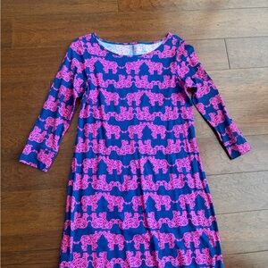 Womens Navy and Hot Pink Elephant Print Dress